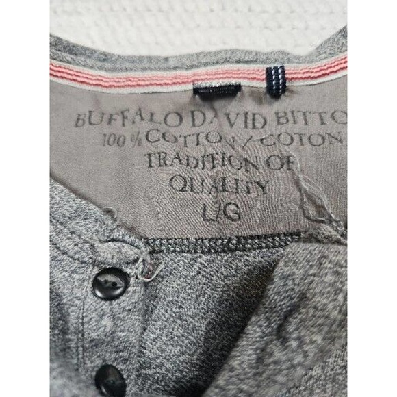 Buffalo David Bitton Shirt Mens Large Gray Long Sleeve Henley Tee - Picture 4 of 6